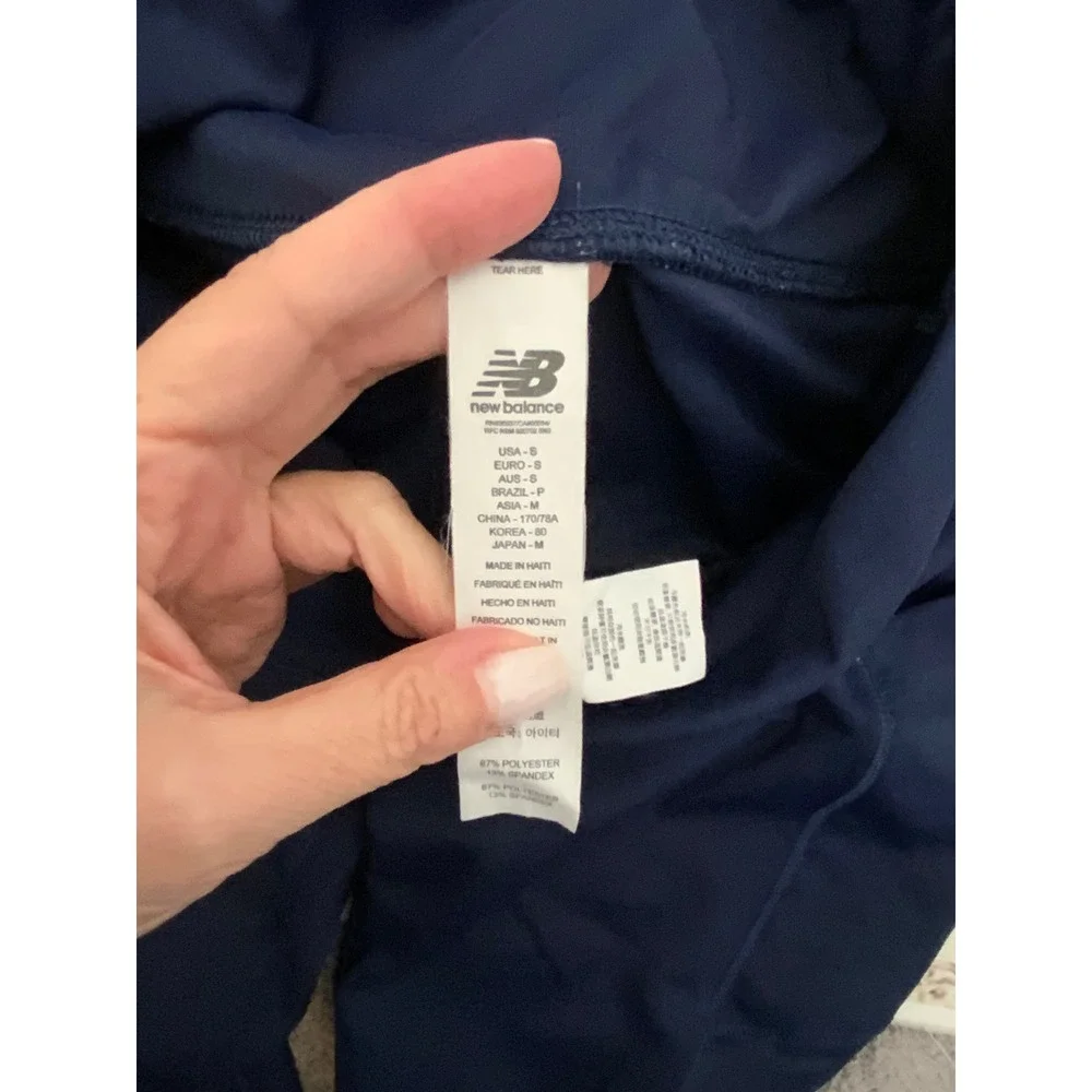 New Balance Womens Navy Blue High Waisted Athletic Leggings‎ with Pockets Size S